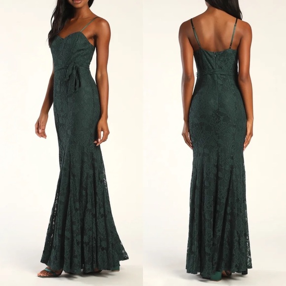 Lulus Everlasting Emotion Green Lace Mermaid Formal Maxi Dress‎ - Picture 1 of 8